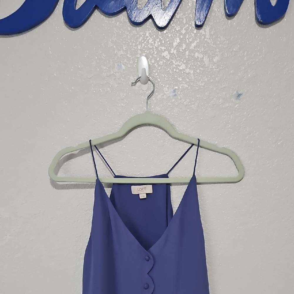 LOFT Women's Blue Camisole with Button Detail